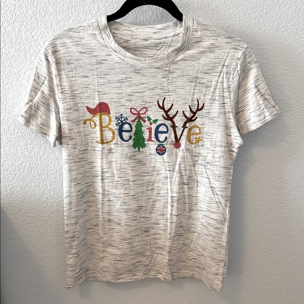 Festive Woman’s Believe Graphic T-Shirt